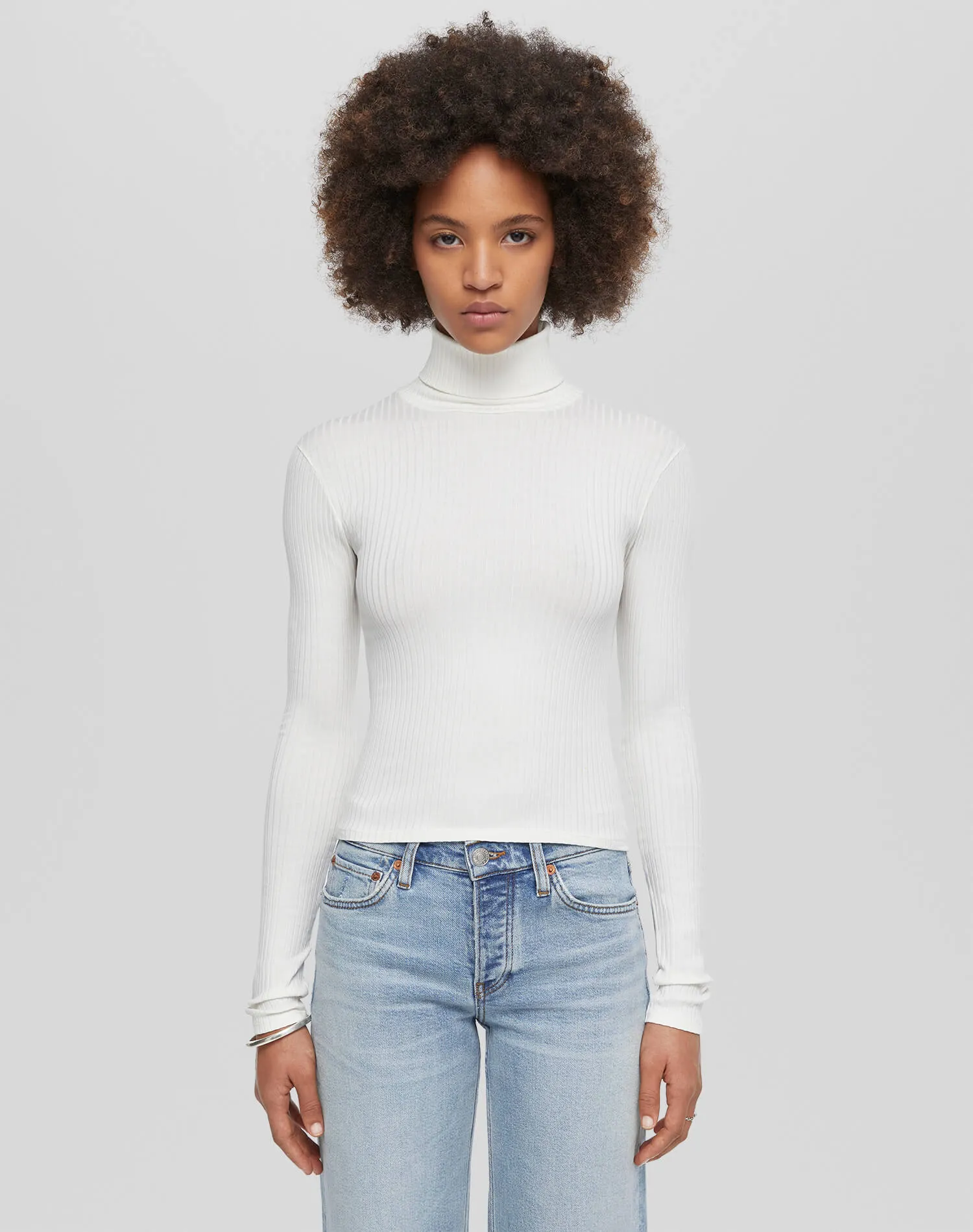 Hanes Ribbed Turtleneck - Vintage White