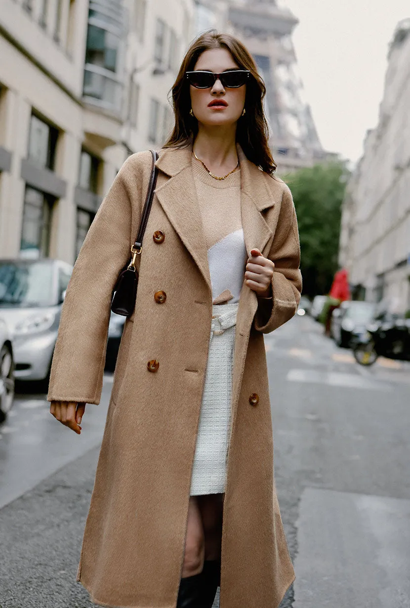 Harriet Double-Breasted Wool Coat - Camel