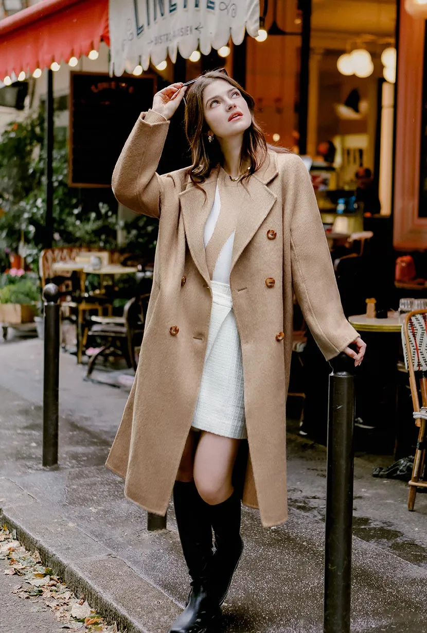 Harriet Double-Breasted Wool Coat - Camel