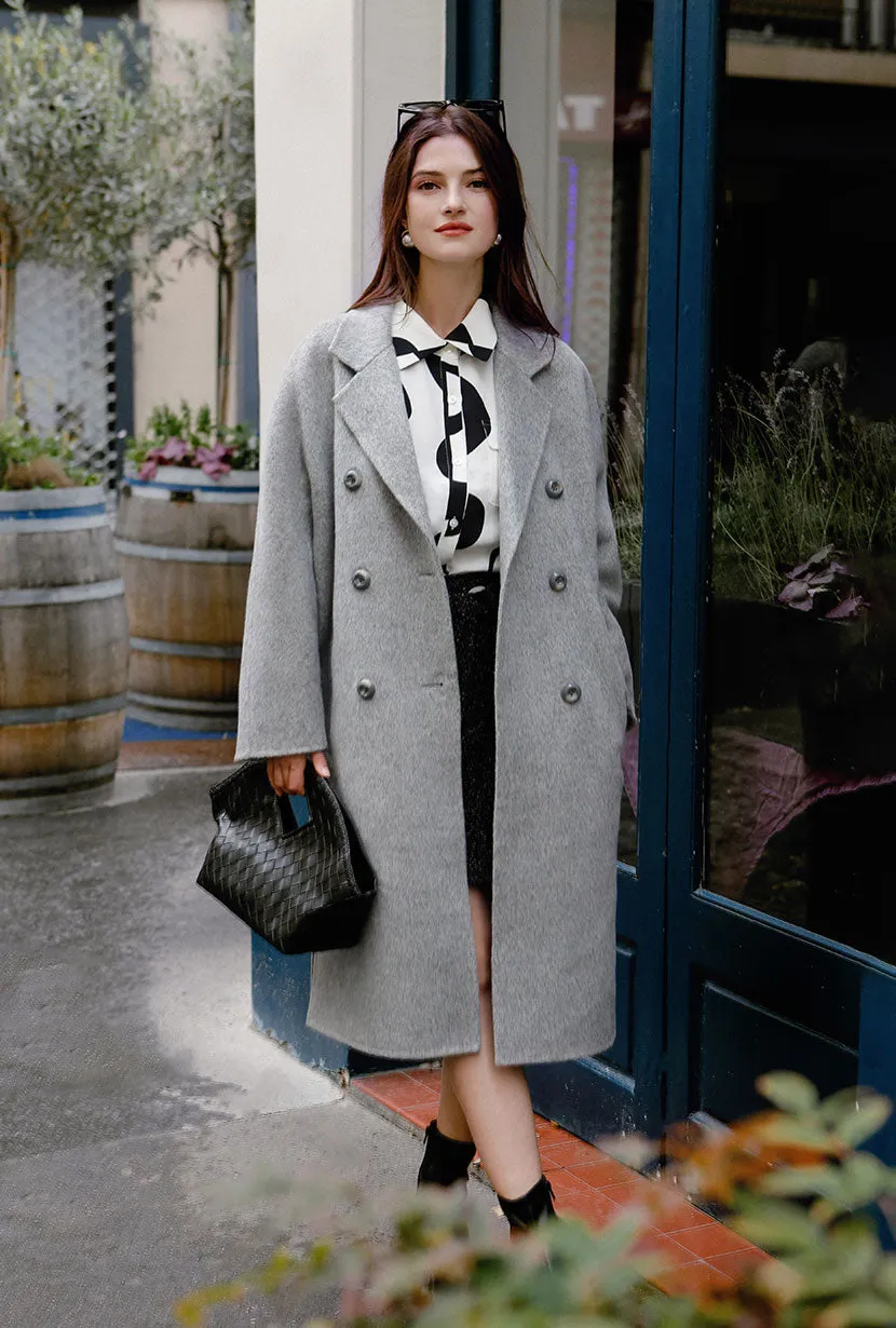 Harriet Double-Breasted Wool Coat - Cloud Grey