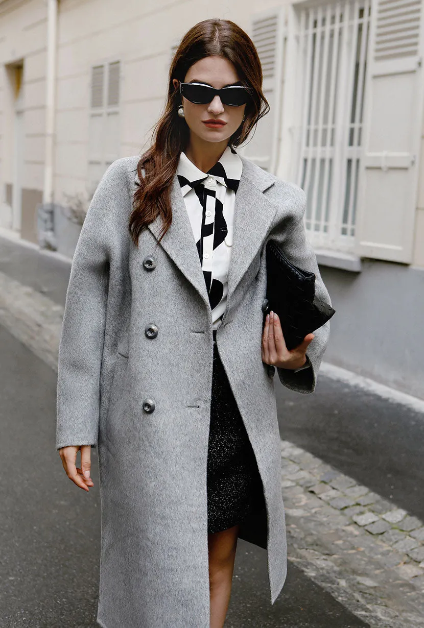 Harriet Double-Breasted Wool Coat - Cloud Grey