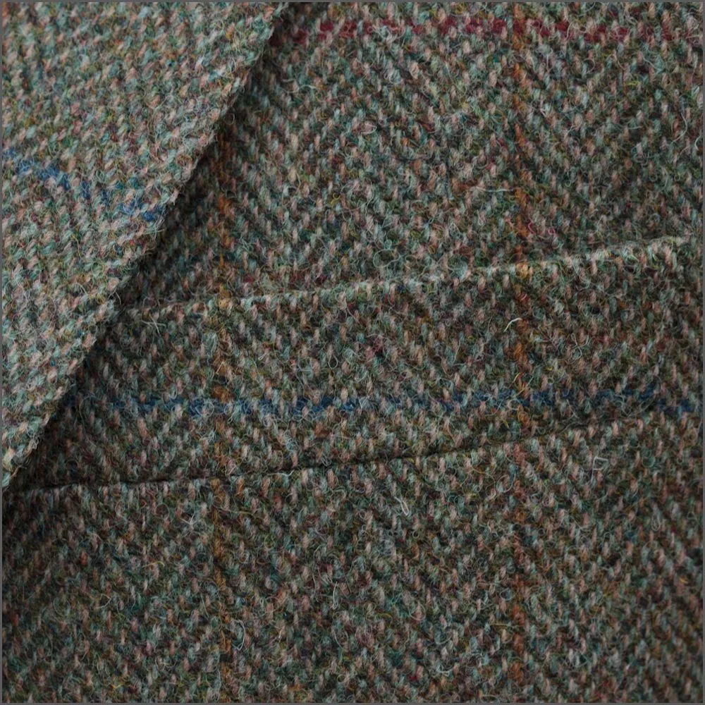 Harris Tweed Beige/Olive Herringbone 3pc Suit>