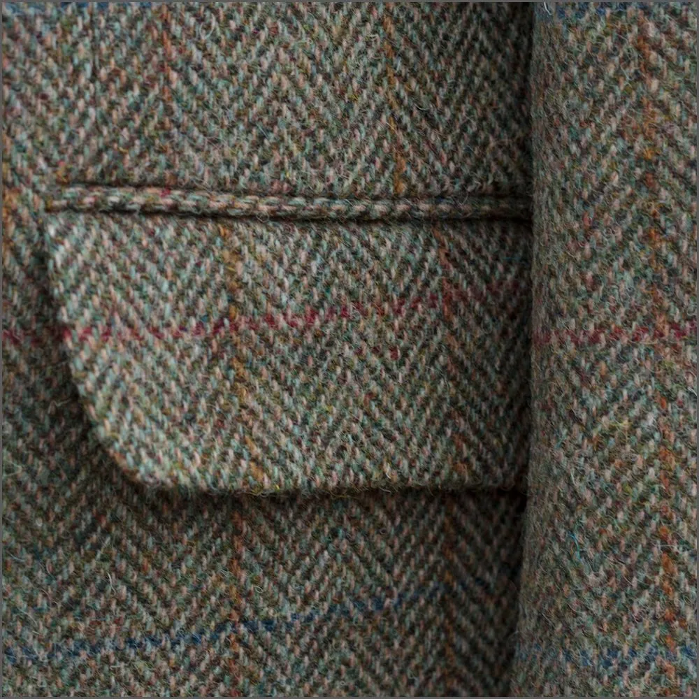 Harris Tweed Beige/Olive Herringbone 3pc Suit>