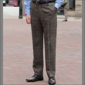 Harris Tweed Brown, Blue Herringbone Tailored Fitting Trousers..