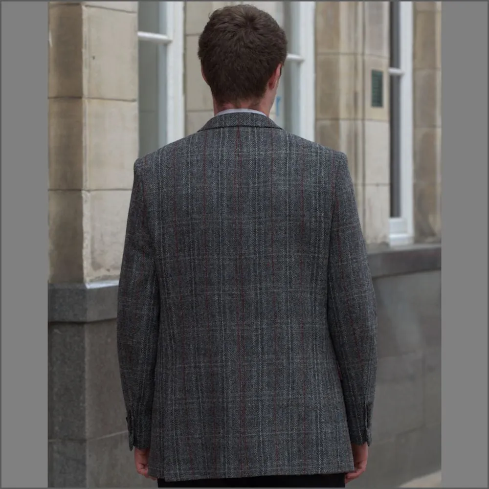 Harris Tweed Grey, Wine Check Jacket--