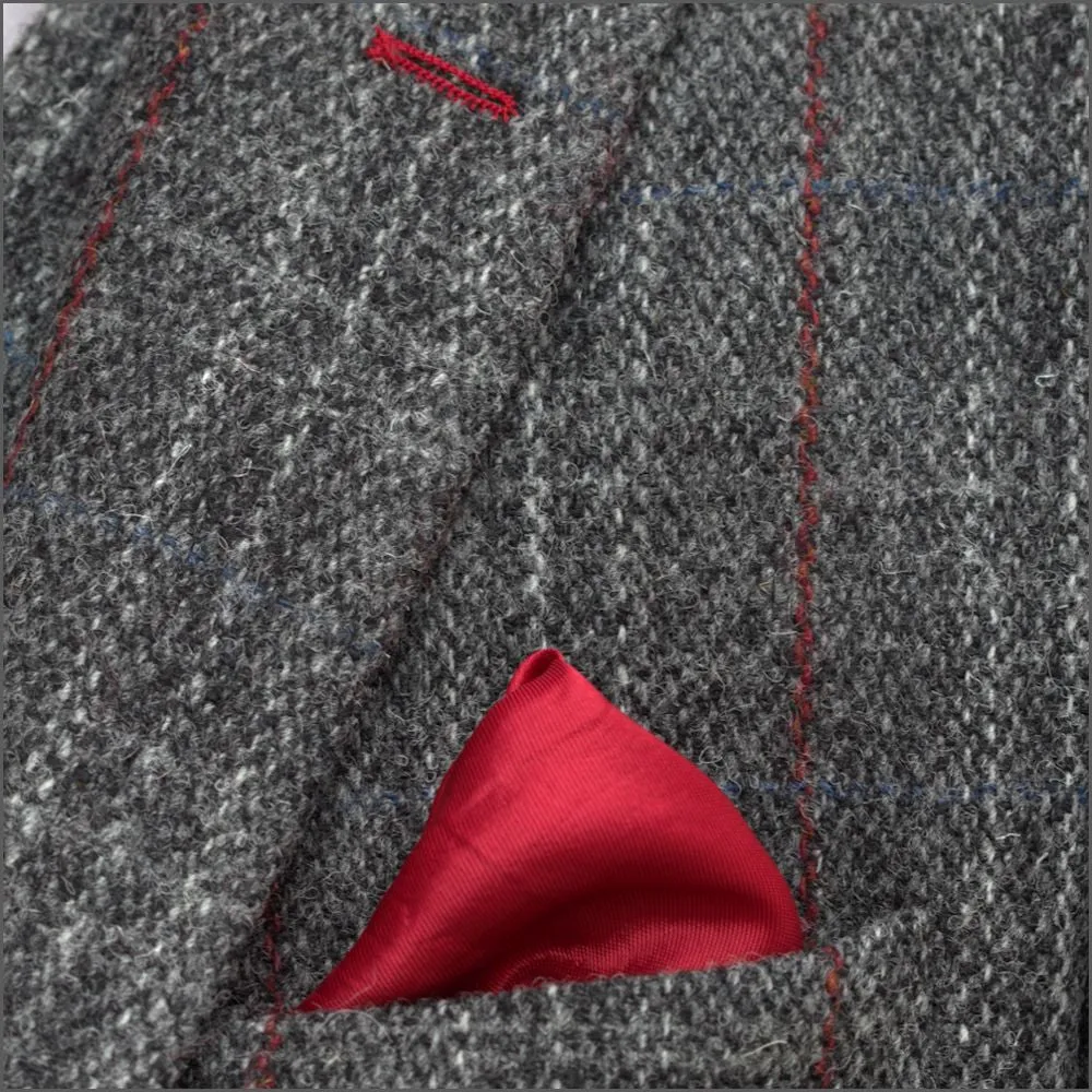 Harris Tweed Grey, Wine Check Jacket--