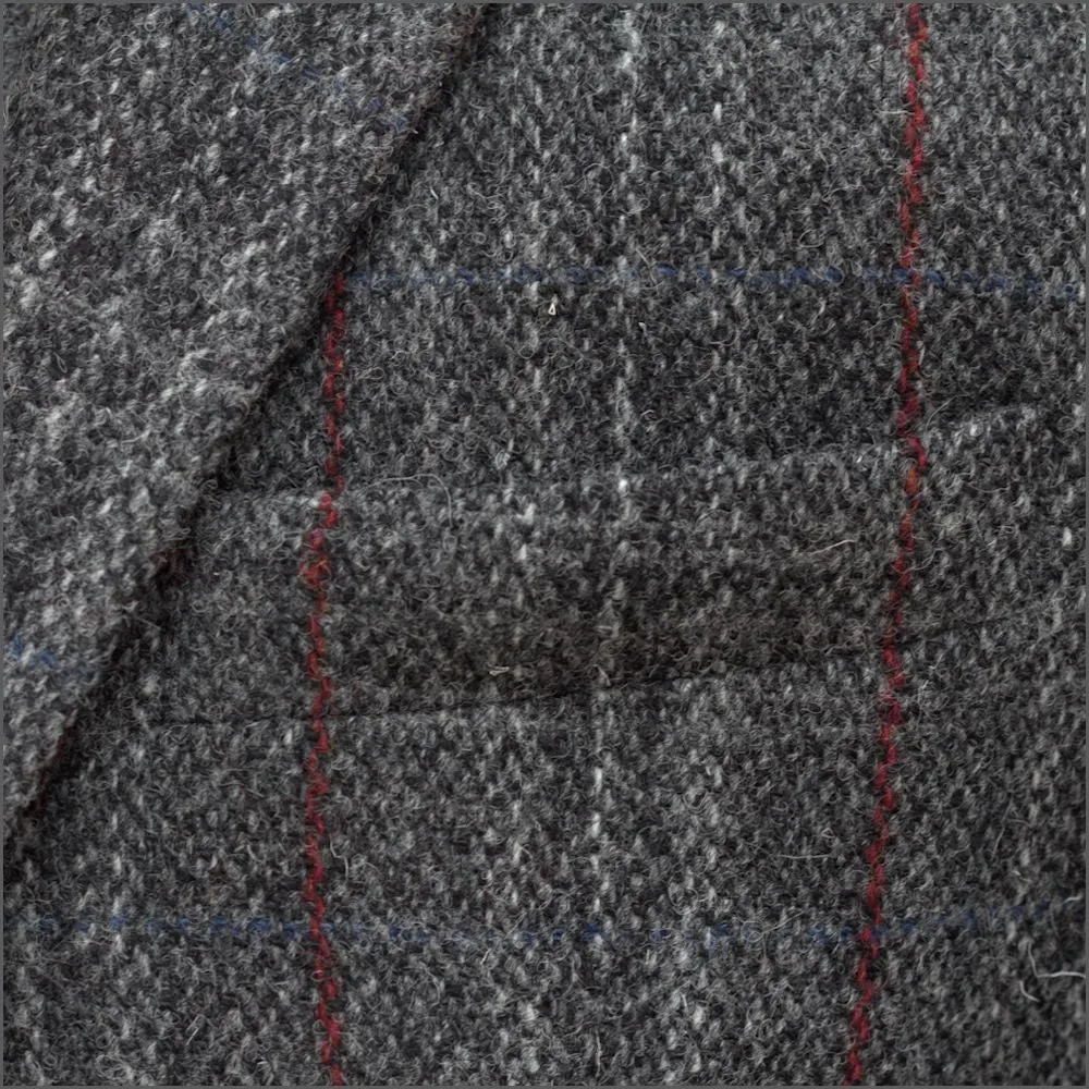 Harris Tweed Grey, Wine Check Jacket--