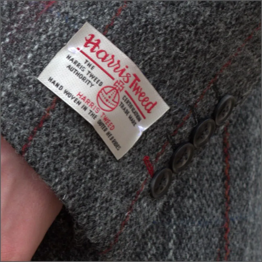 Harris Tweed Grey, Wine Check Jacket--