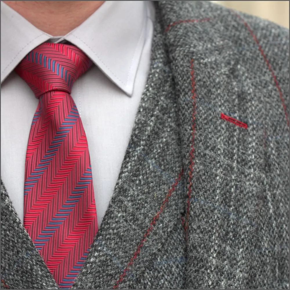 Harris Tweed Grey, Wine Check Jacket--