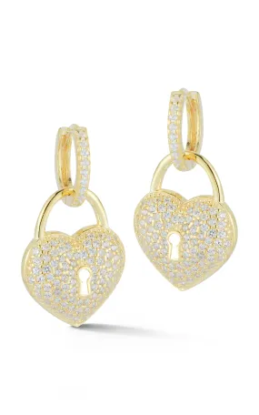 Heart Pavé Padlock Huggie Earring