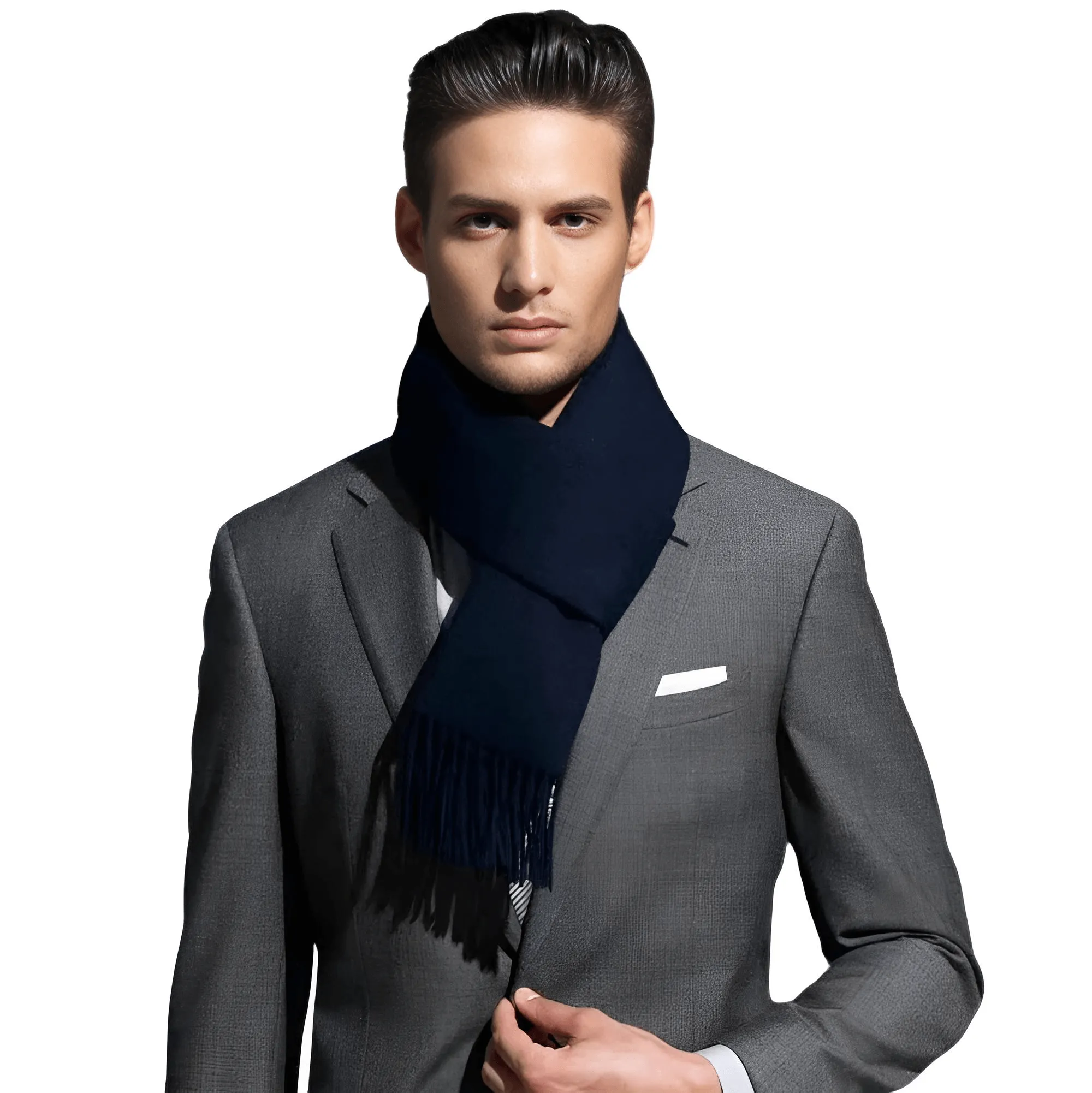 High Quality Men's Wool Scarf 100% Wool Solid Color Tassel Autumn Winter Business Versatile Classic Warm Soft