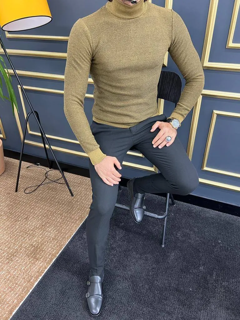 HolloMen Camel Mock Turtleneck