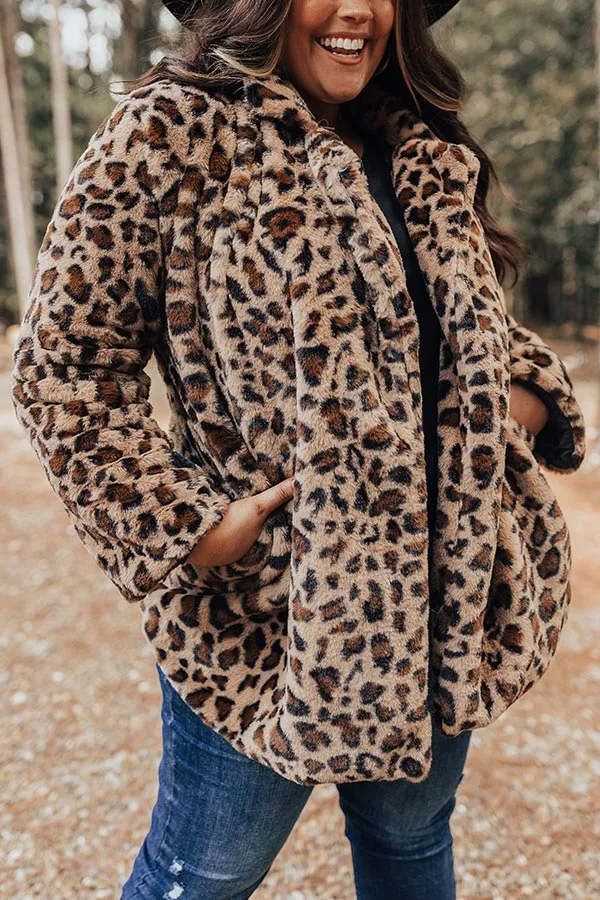 Influencer Life Plush Leopard Coat Curves