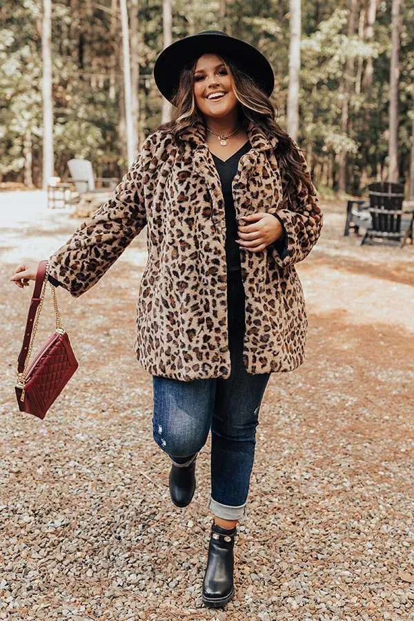 Influencer Life Plush Leopard Coat Curves