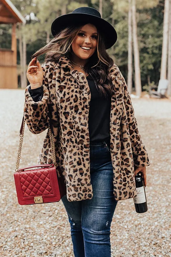 Influencer Life Plush Leopard Coat Curves