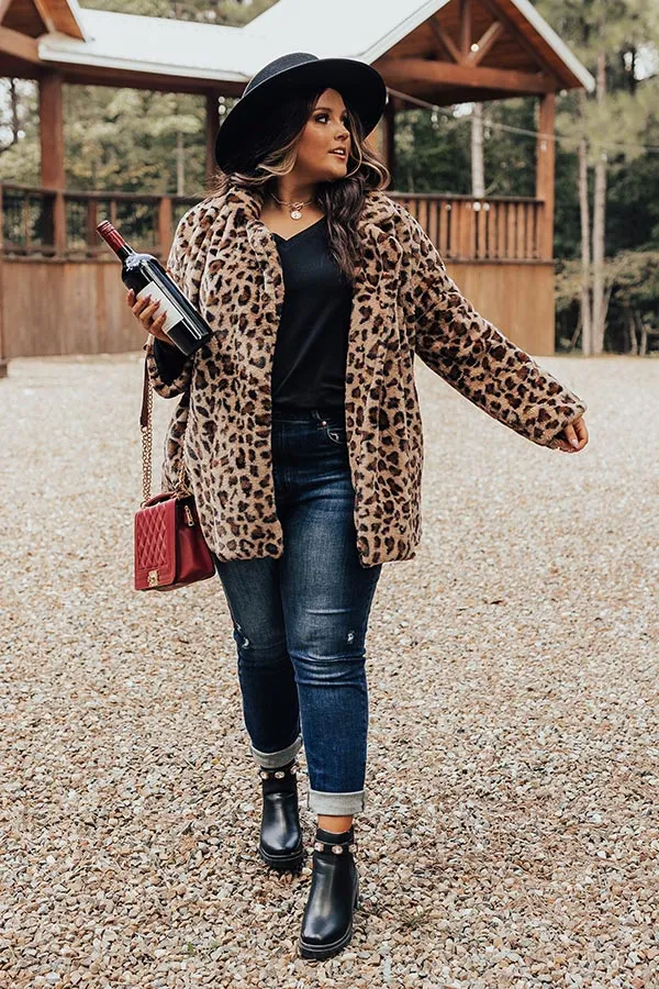 Influencer Life Plush Leopard Coat Curves