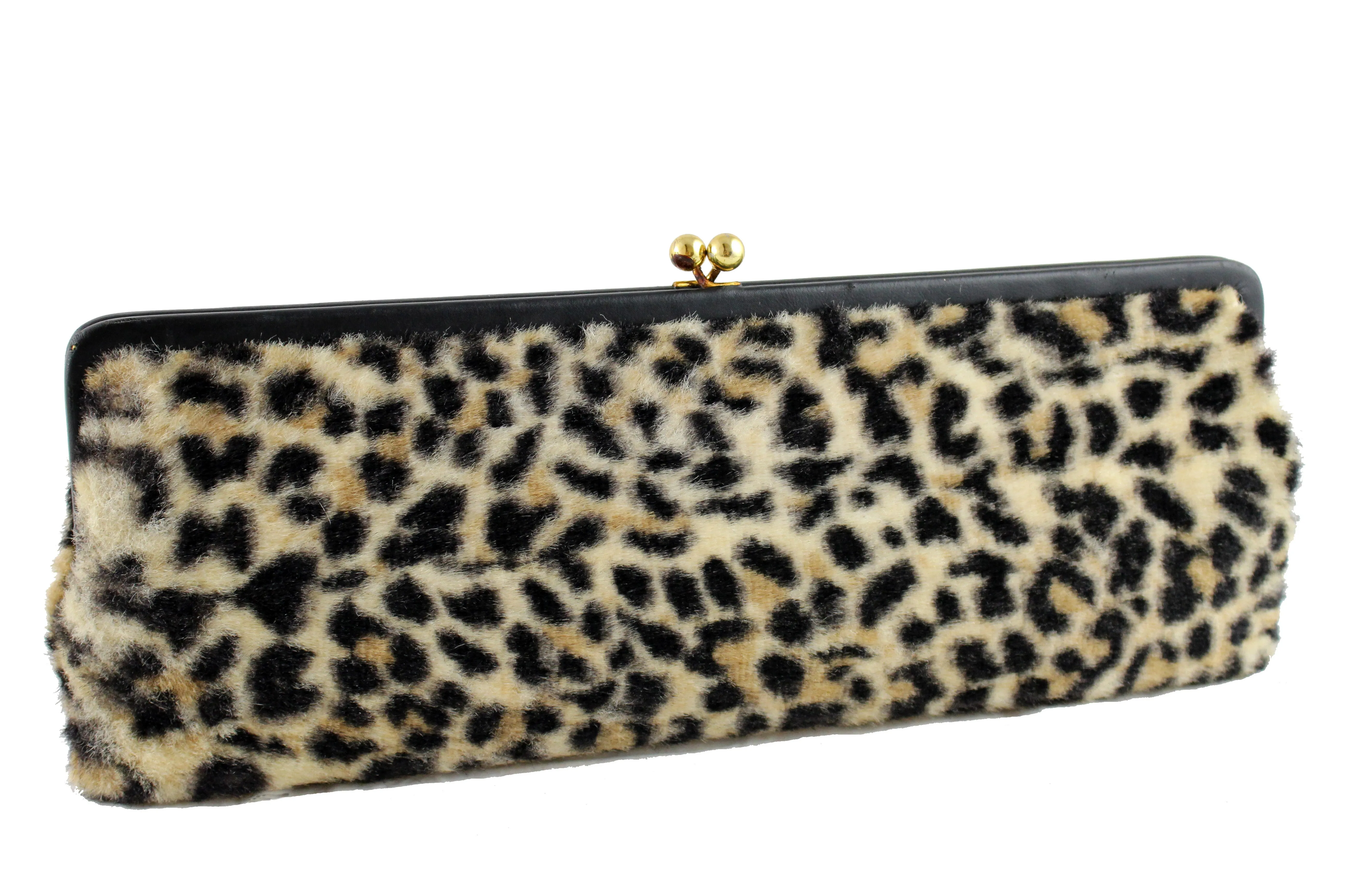 INGBER elongated clutch purse with leopard print