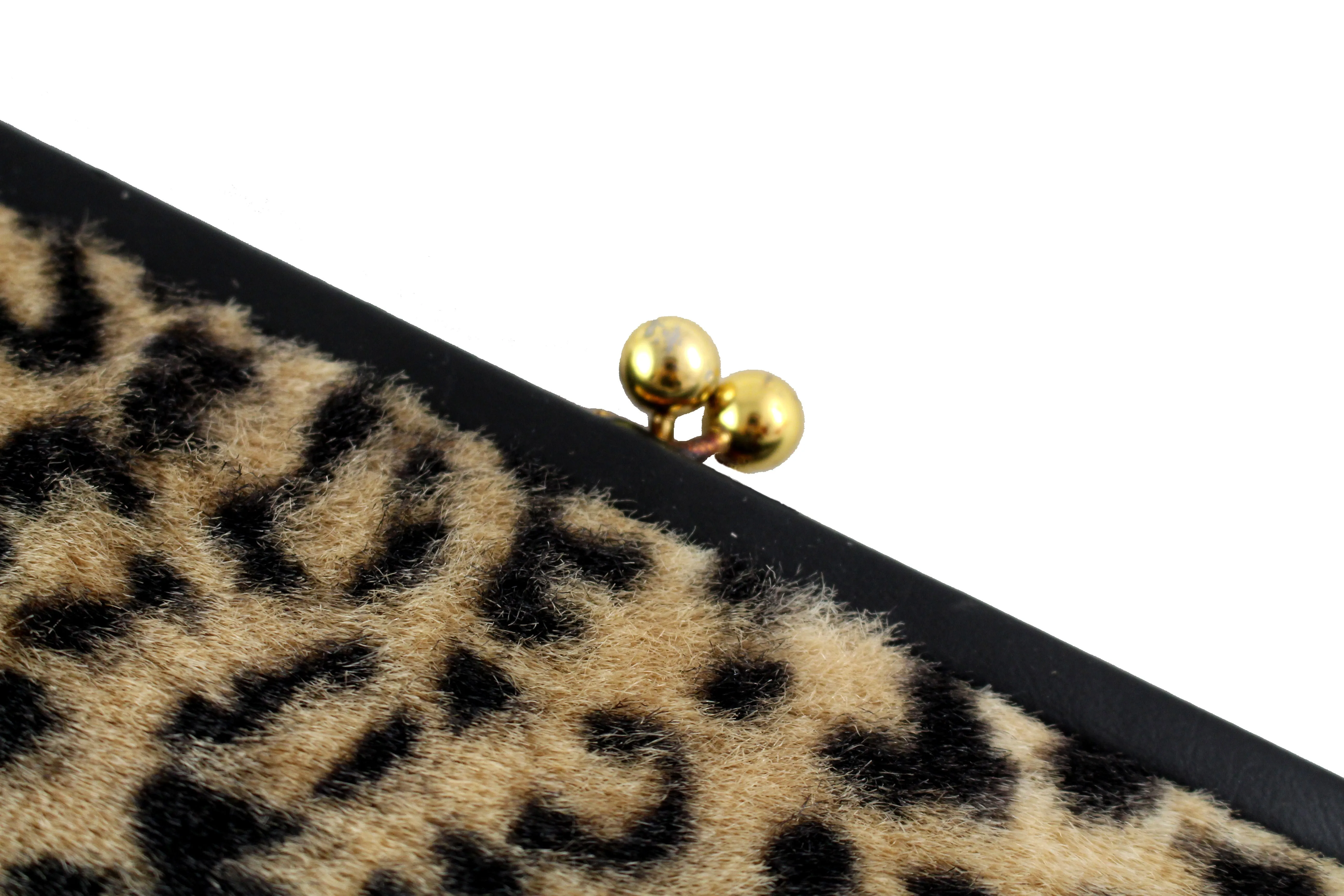 INGBER elongated clutch purse with leopard print