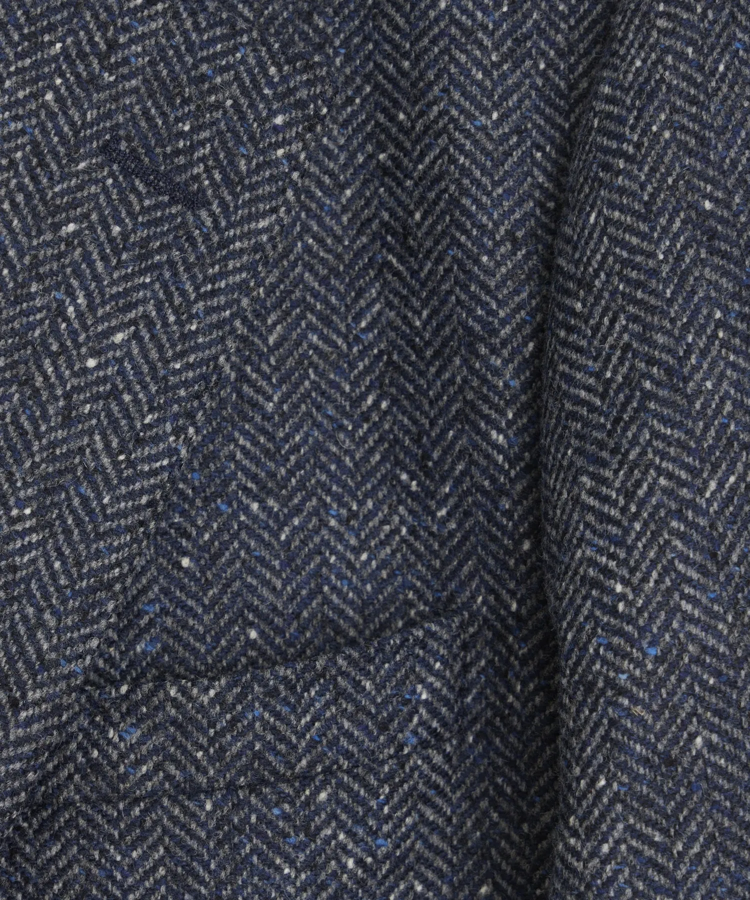 Italian Donegal Sutton Jacket in Steel Blue Herringbone