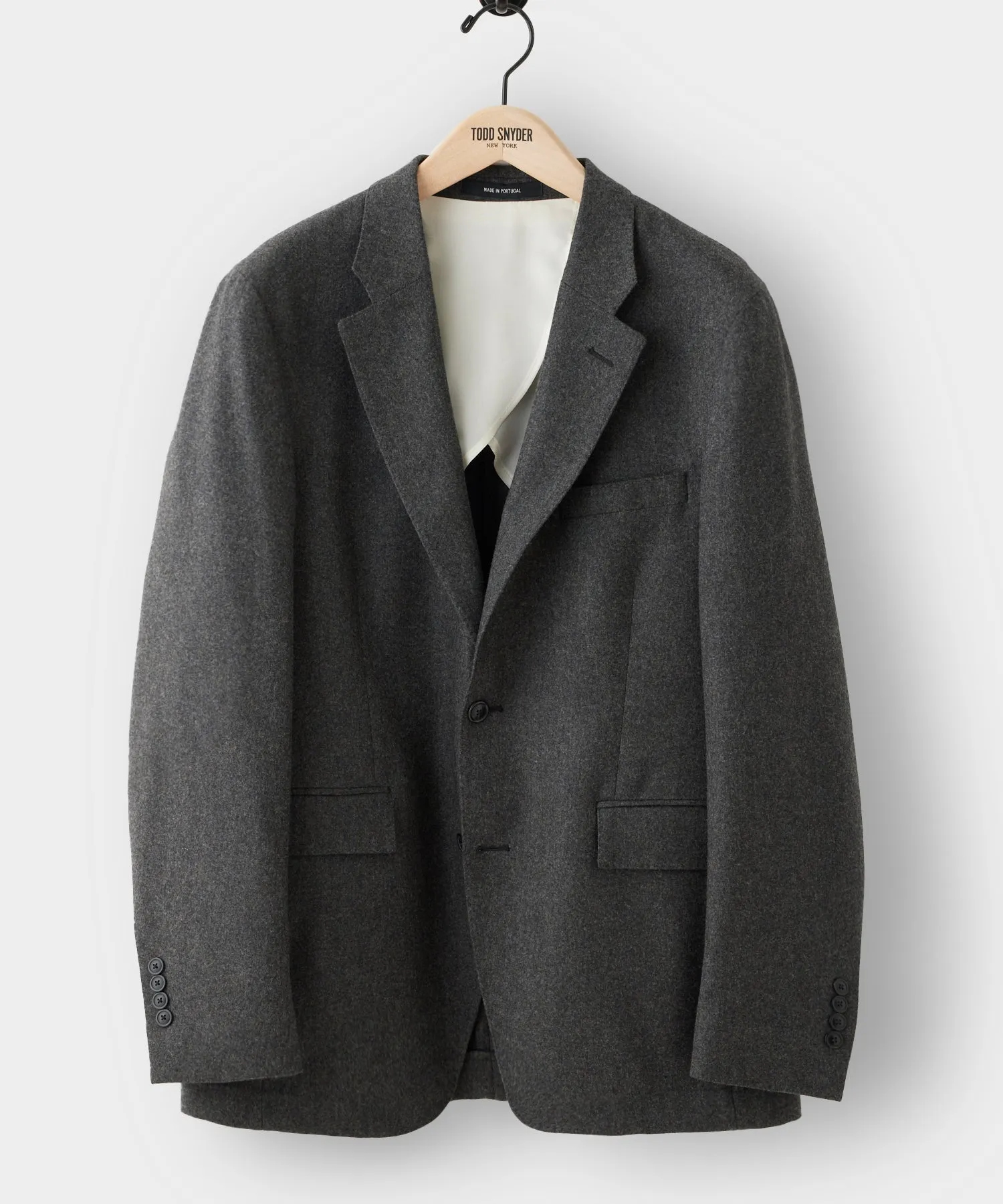 Italian Flannel Sutton Jacket in Charcoal