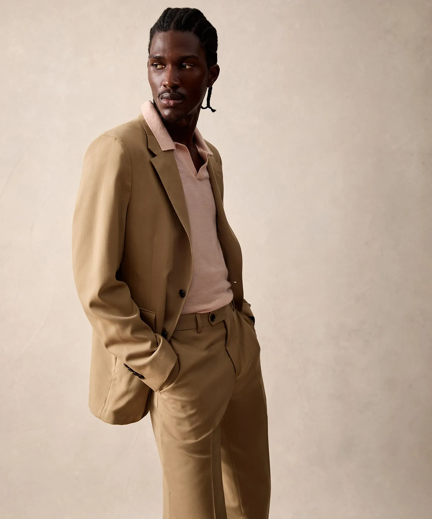 Italian Gabardine Sutton Jacket in Khaki