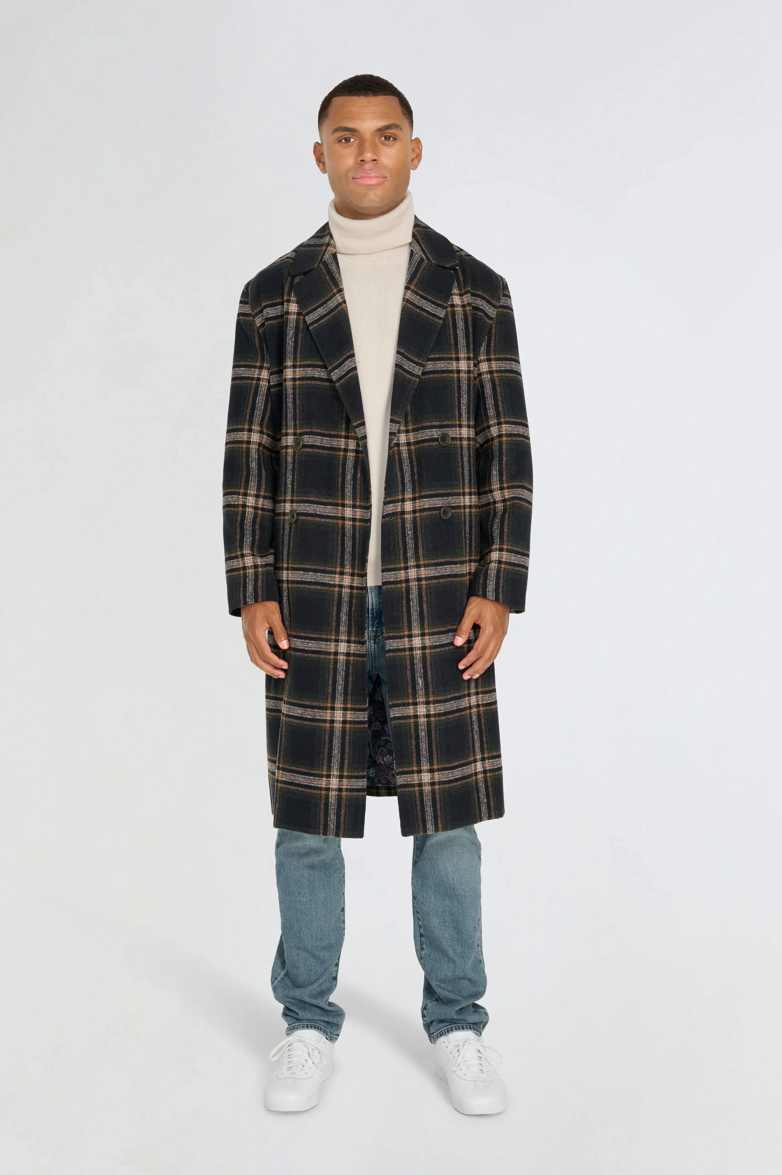 Jacob Fashion Wool Coat with Check Print