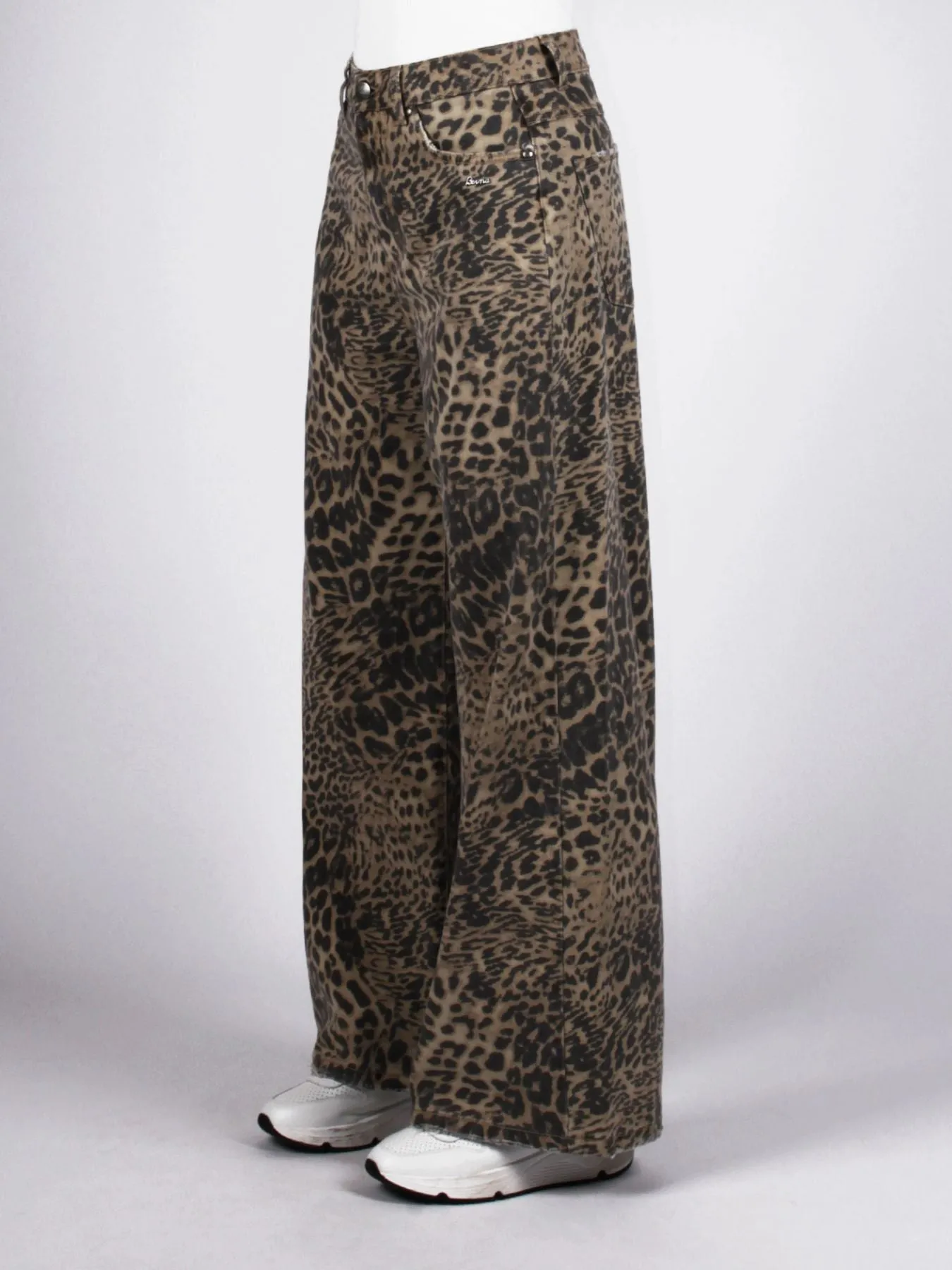 JEANS DRITTO LEOPARD - BERNA