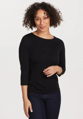 Jenny 3/4 Sleeve Crew Neck - Black