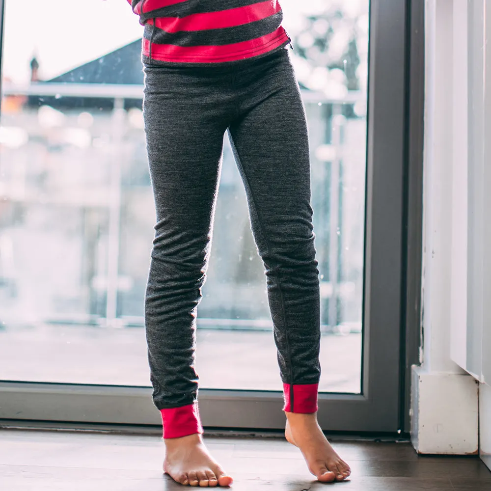 Junior Merino Blend 200 Leggings (Smoke/Fuchsia)