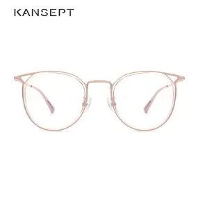 Kansept Women's Full Rim Round Cat Ear Alloy Acetate Frame Eyeglasses 90030