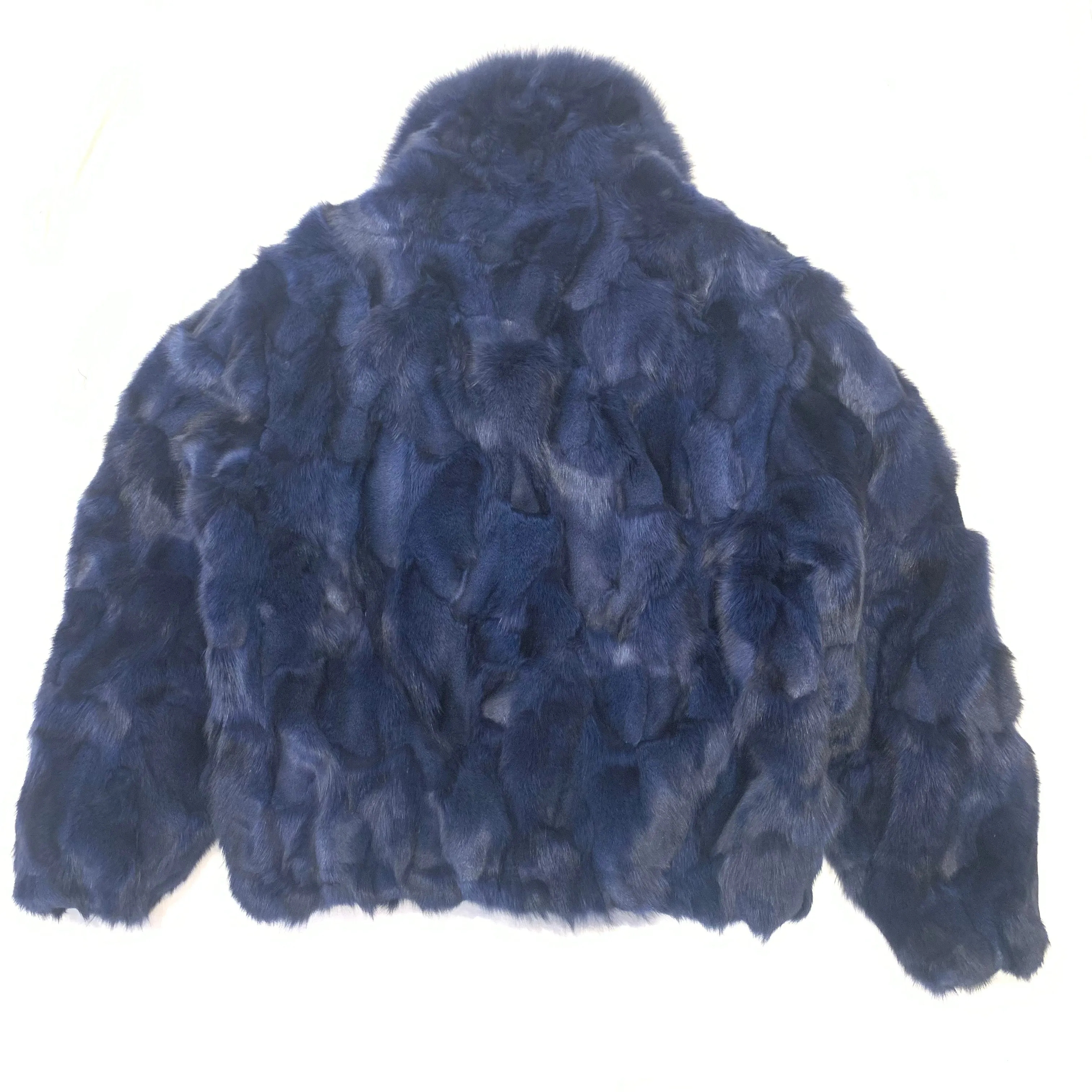 Kashani Men's Navy Full Fox Fur Bomber Coat