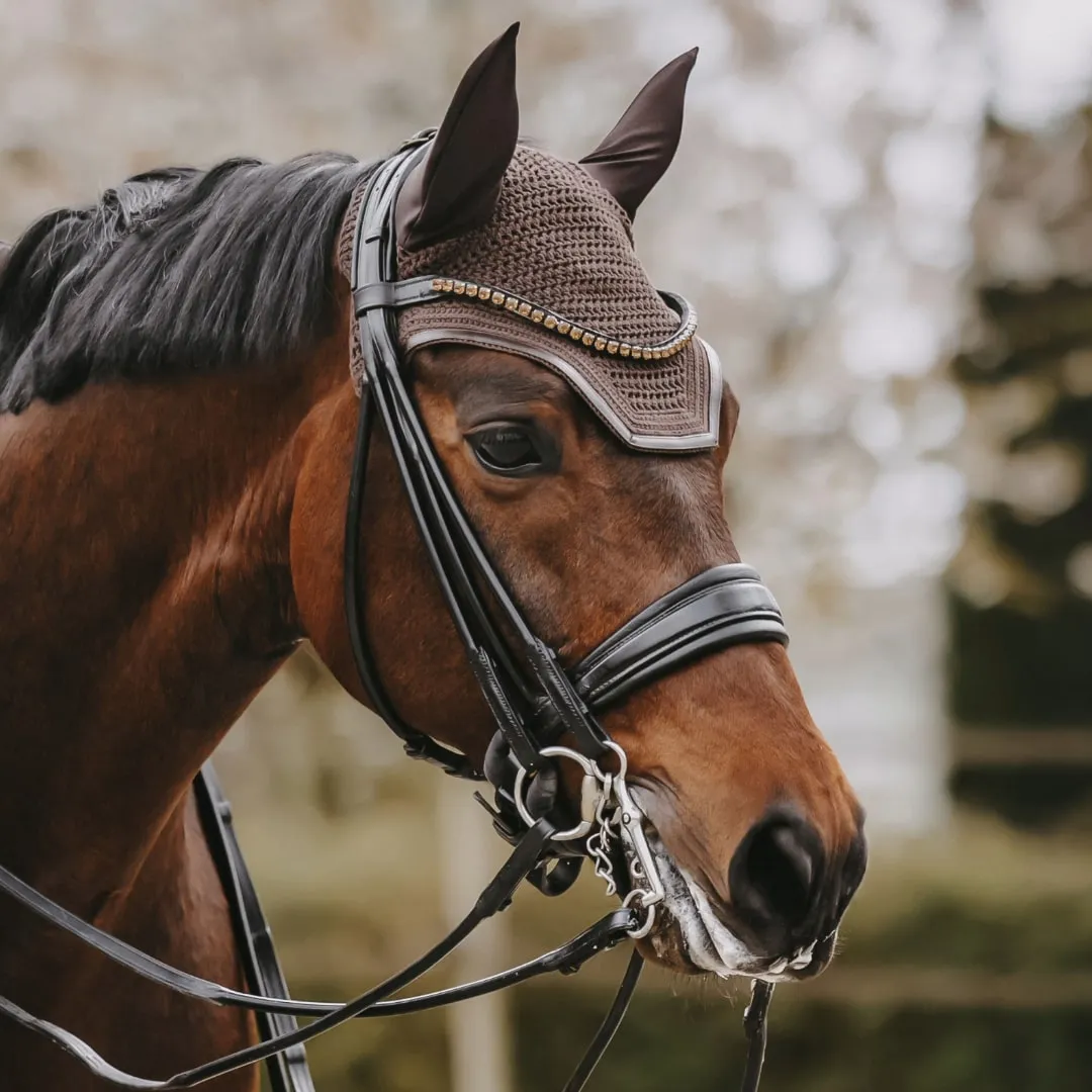 Kentucky Horsewear Wellington Leather Fly Veil - Brown