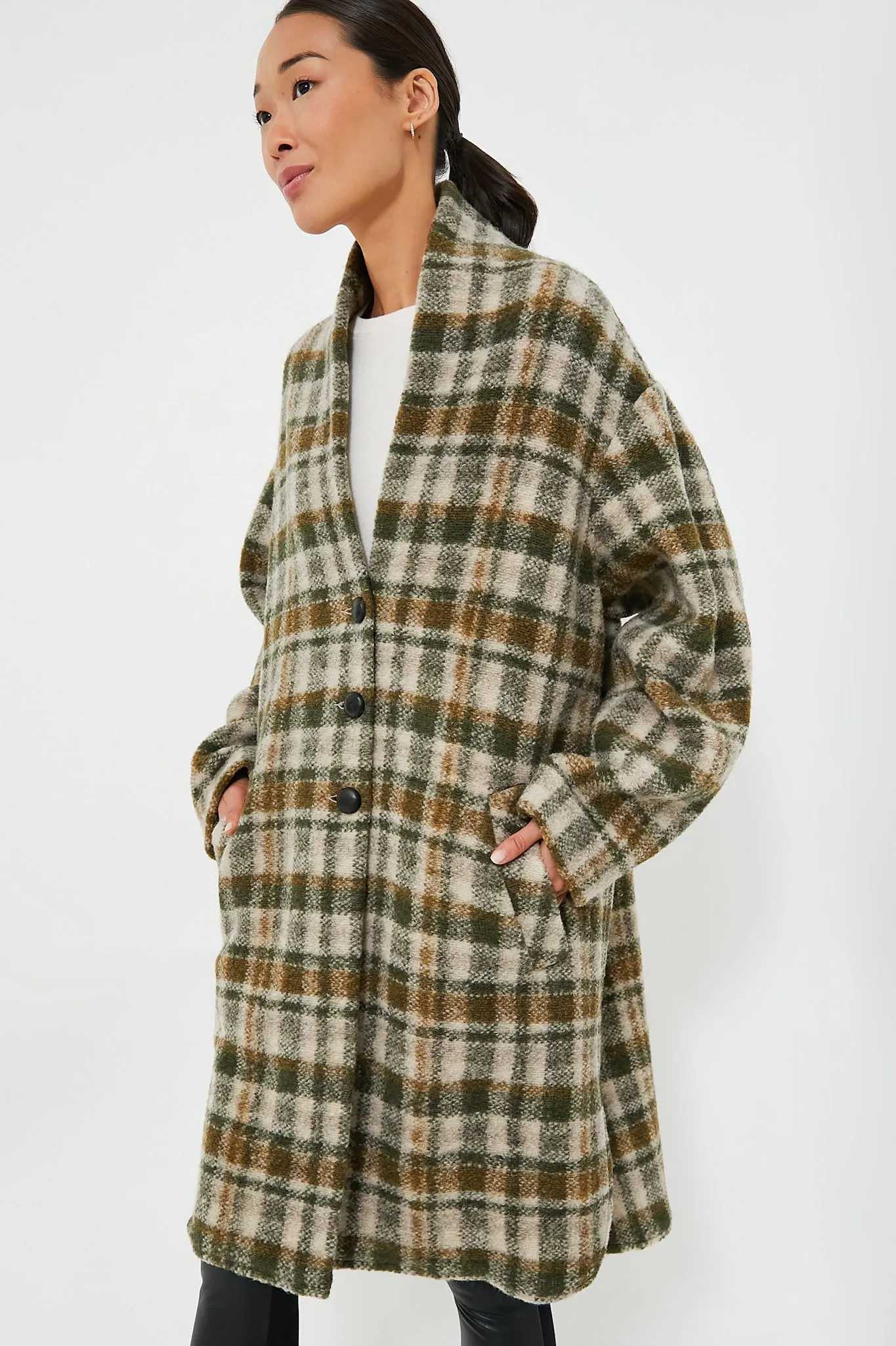 Khaki Ecru Plaid Gabriel Coat