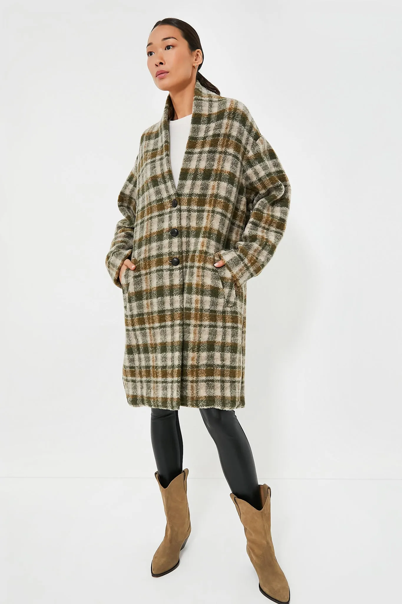 Khaki Ecru Plaid Gabriel Coat