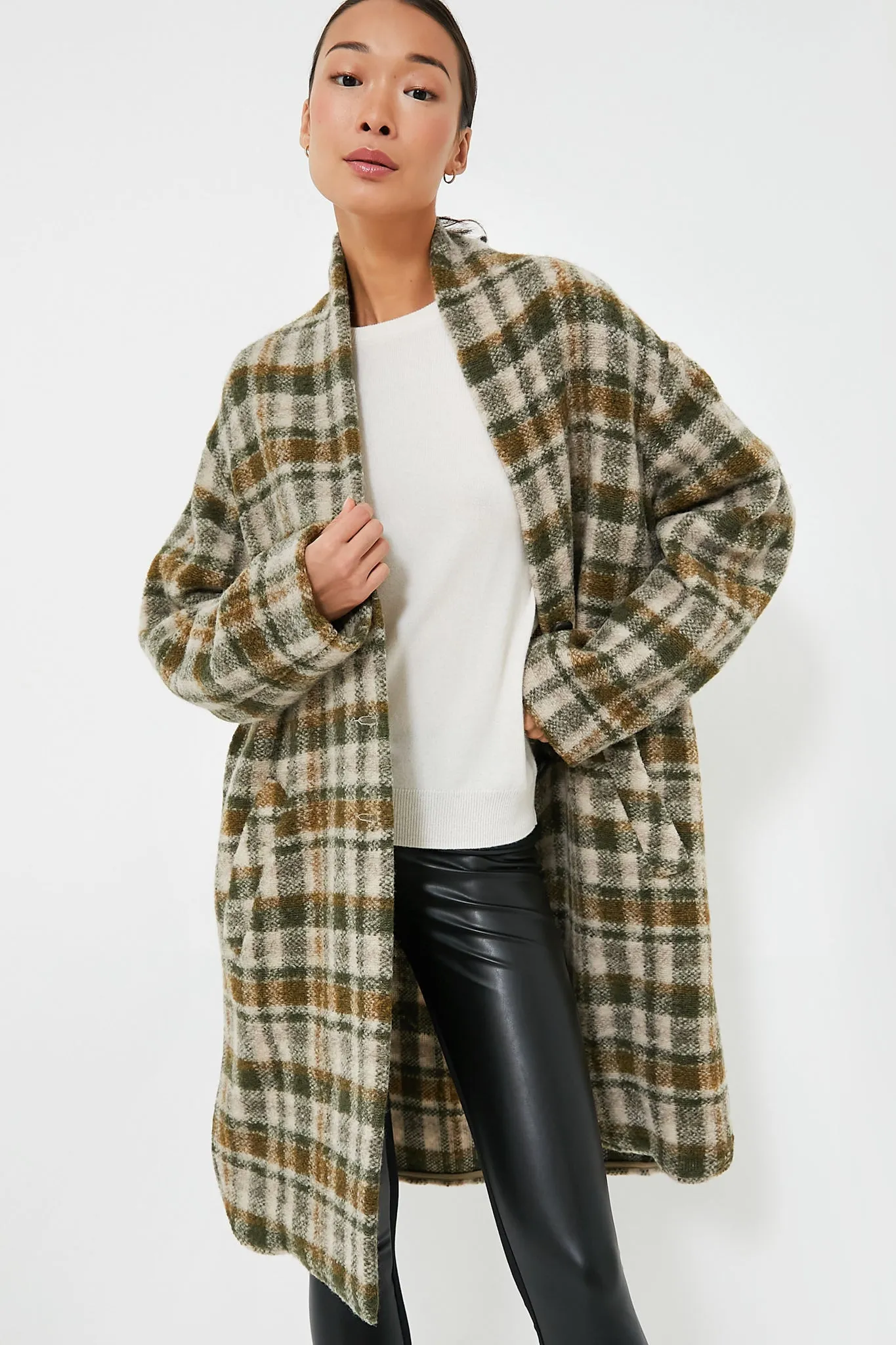 Khaki Ecru Plaid Gabriel Coat