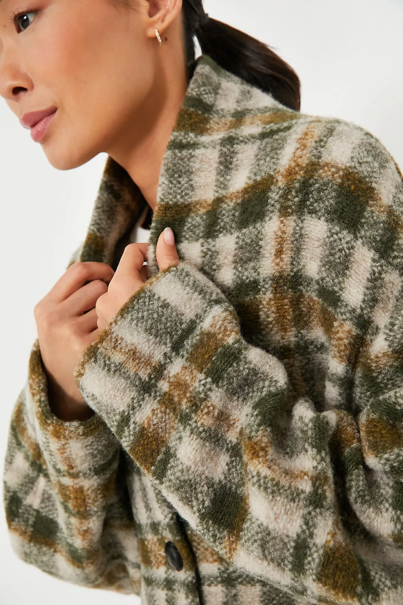 Khaki Ecru Plaid Gabriel Coat