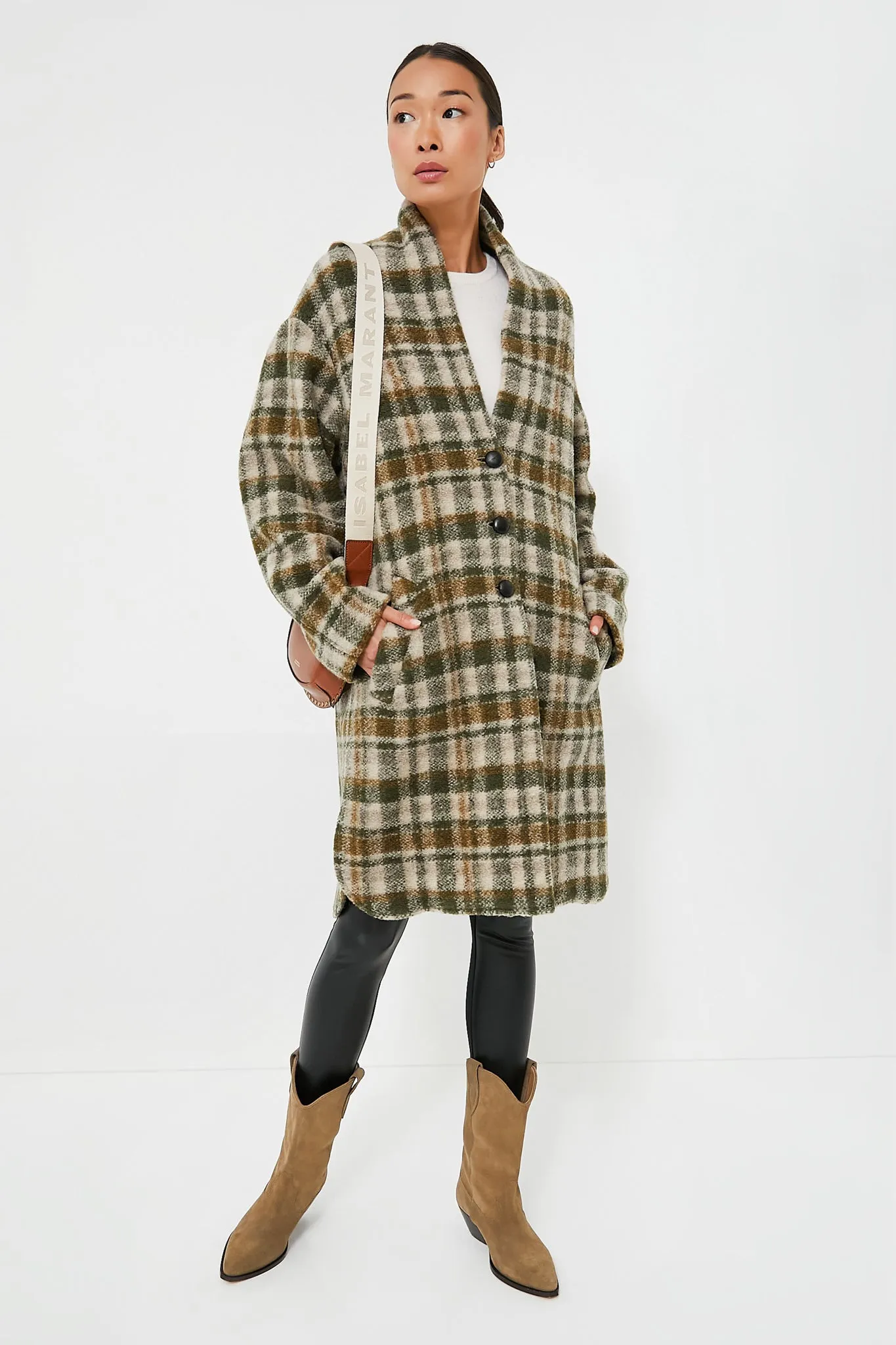 Khaki Ecru Plaid Gabriel Coat