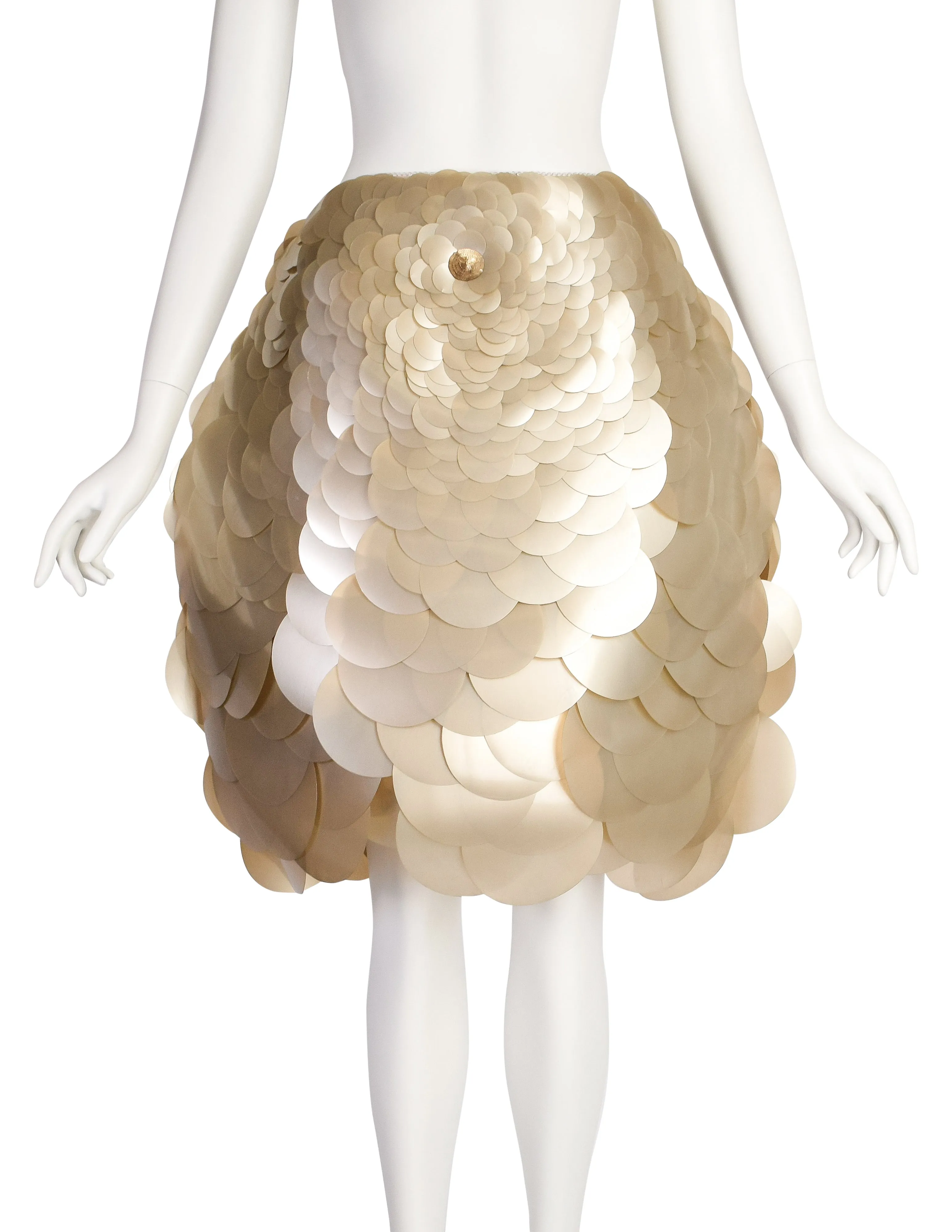 Krizia Vintage Blooming Flower Oversized Champagne Paillette Embellished Skirt