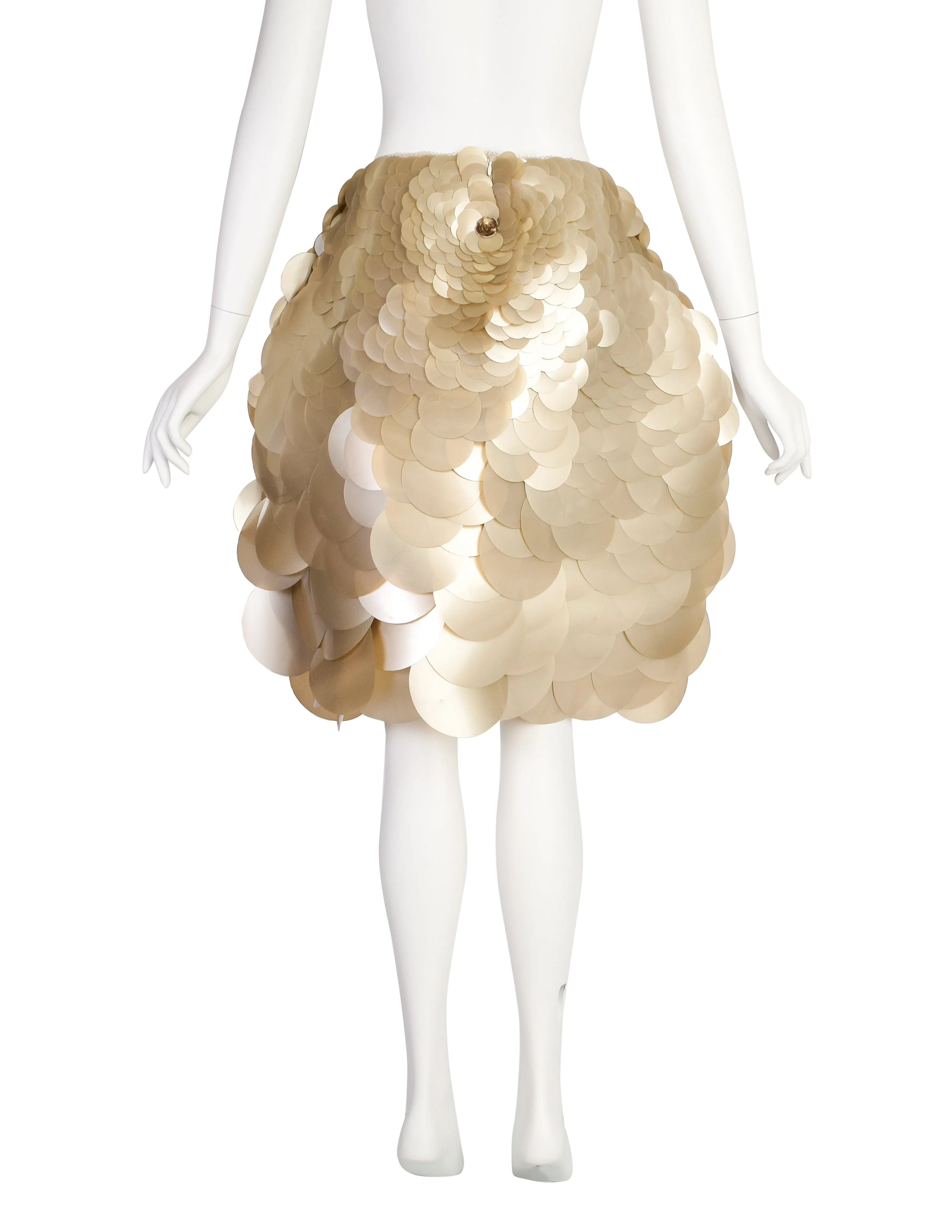 Krizia Vintage Blooming Flower Oversized Champagne Paillette Embellished Skirt