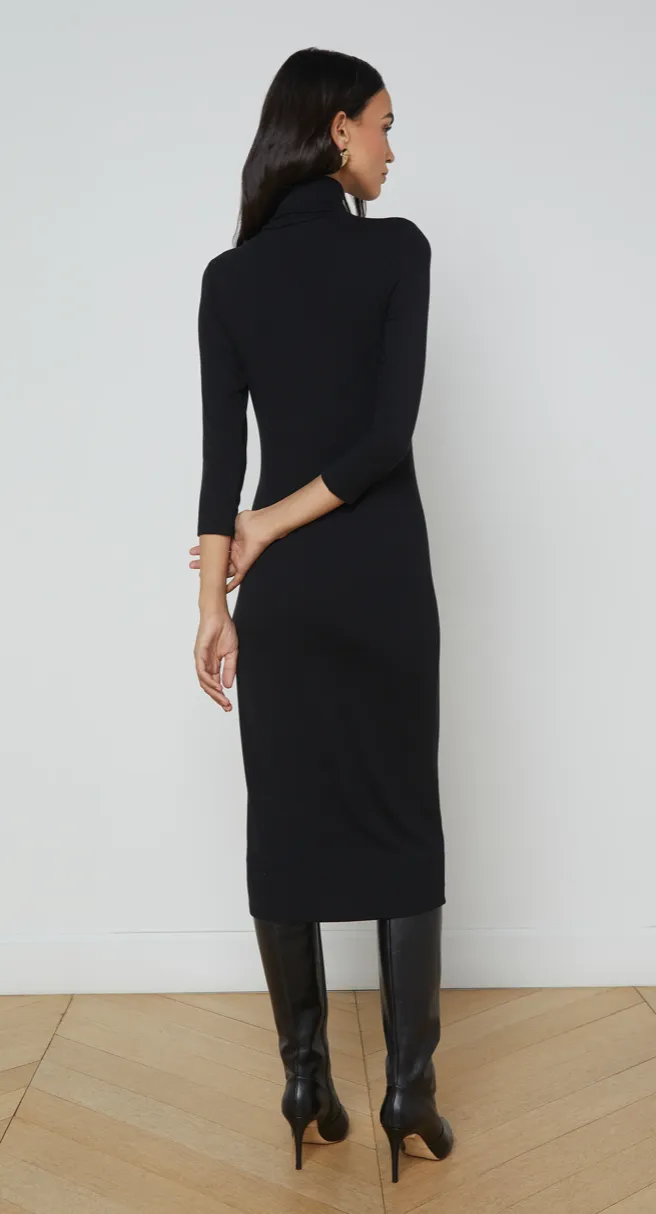 L'Agence Violetta Turtleneck Knit Dress Black