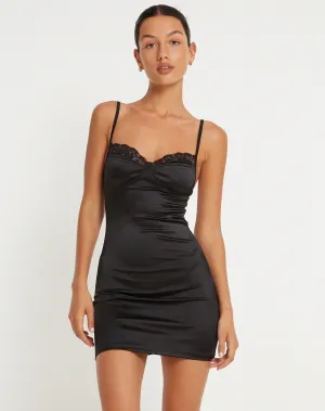 Lesty Dress in Black with Black Lace