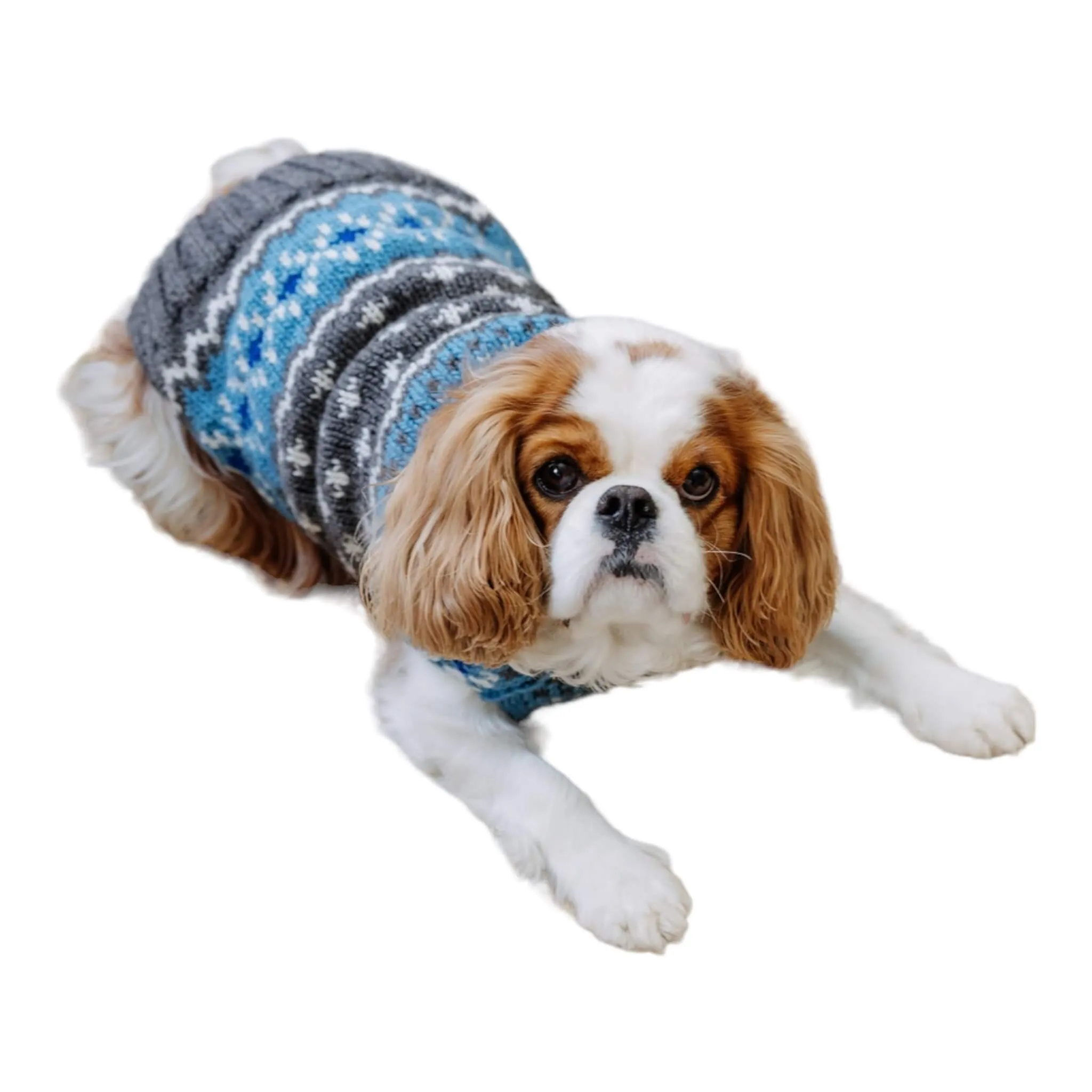 Light Blue Fair Isle Dog Sweater