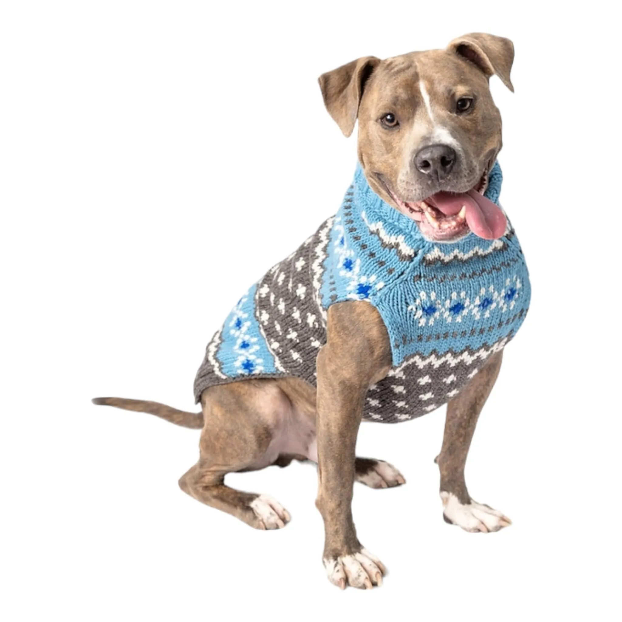 Light Blue Fair Isle Dog Sweater