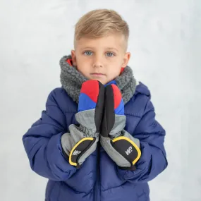 Little Boy's Color Block Grey Reflective Mittens