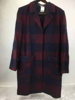 LL. Bean Size 16 Red/blue NWOT Wool Blend Plaid Coat