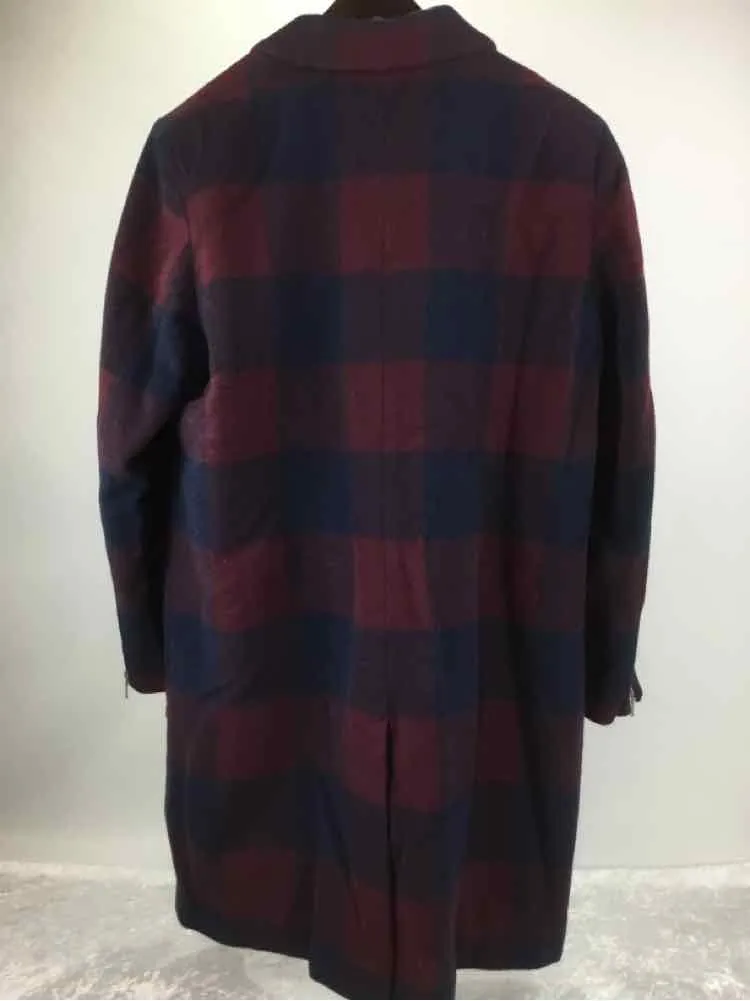 LL. Bean Size 16 Red/blue NWOT Wool Blend Plaid Coat