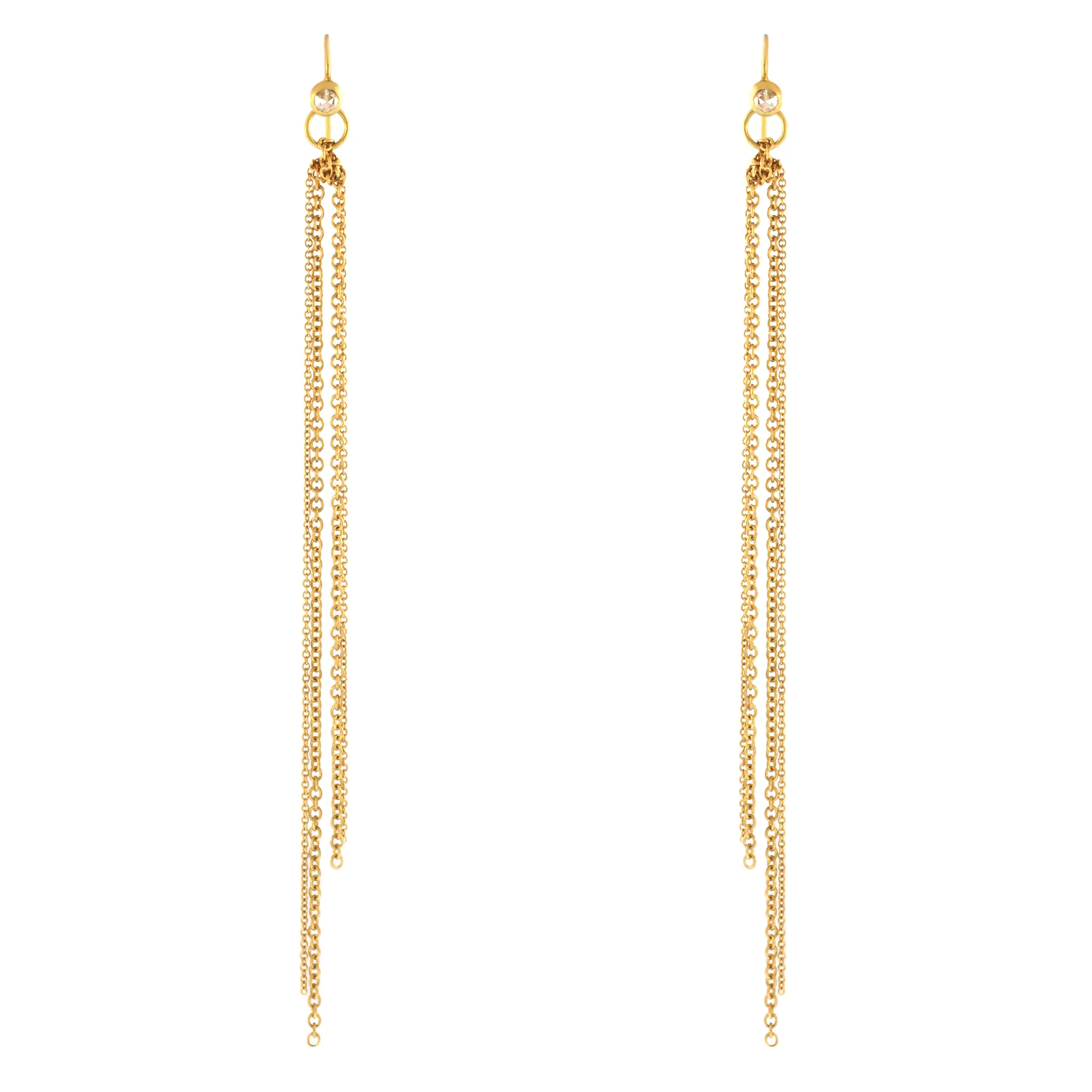 Long Chain Drop Earrings with Diamonds