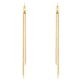 Long Chain Drop Earrings with Diamonds