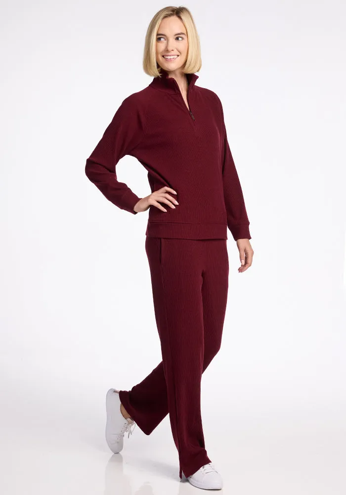 Luca Ribbed Pants - Cranberry Melange