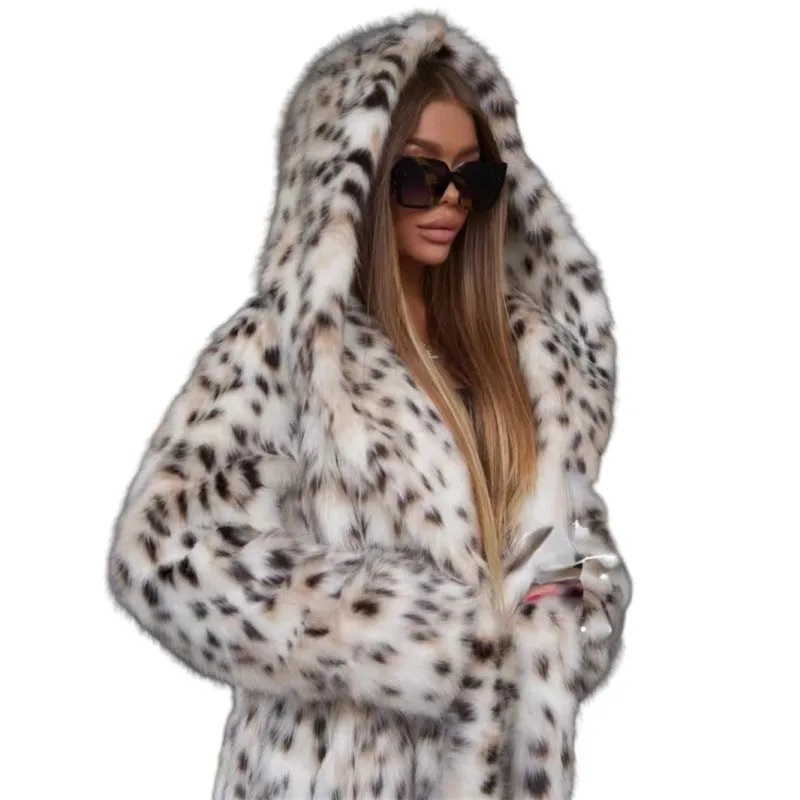 Luxe LSS Leopard Print Hooded Toka Velvet Trench Coat